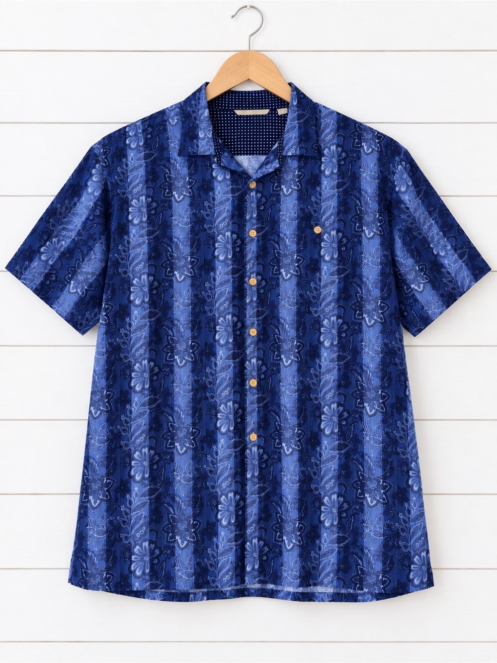 Paradise Collection Men's Casual Short-Sleeve Button-Down Shirt in Navy Blue XXL
